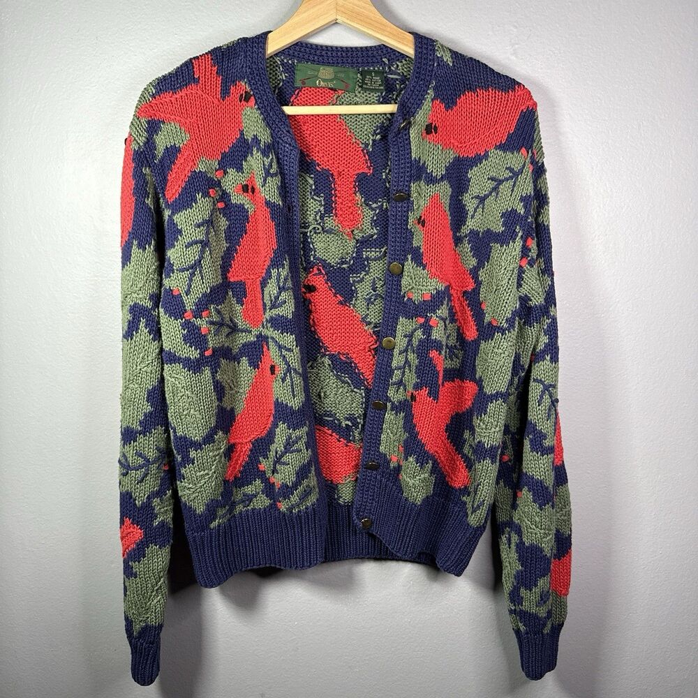 Vintage Orvis Cardinal Cardigan Sweater Women's S Chunky Knit Cottagecore Winter